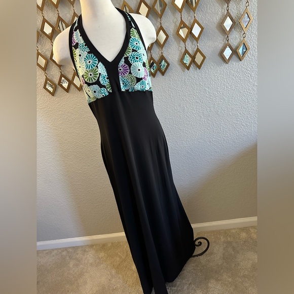 INC International Concepts Women's Floral Print Halter Maxi Dress Black Size 4 main image 1